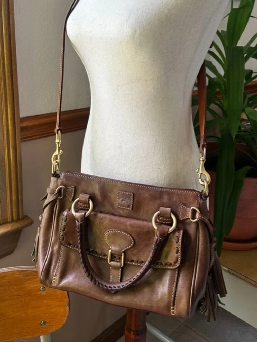 Dooney & Bourke Florentine Leather Satchel Purse, Brown